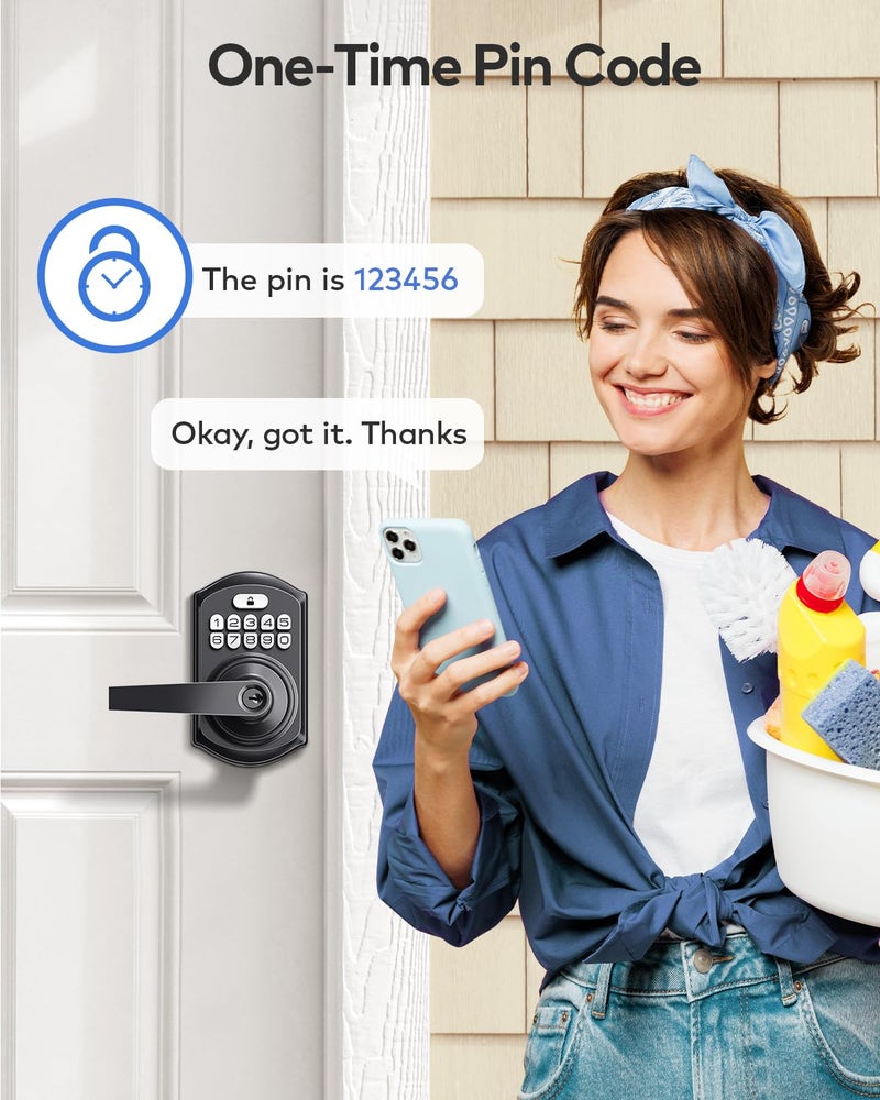 TEEHO Keypad Door Lock with Handle: Keyless Entry Door Lock with Handle - Front Door Digital Electronic Deadbolt Lock - Anti-Peeping Coded Door Lock - Auto Lock  Passage Mode  Easy Installation - Image 3